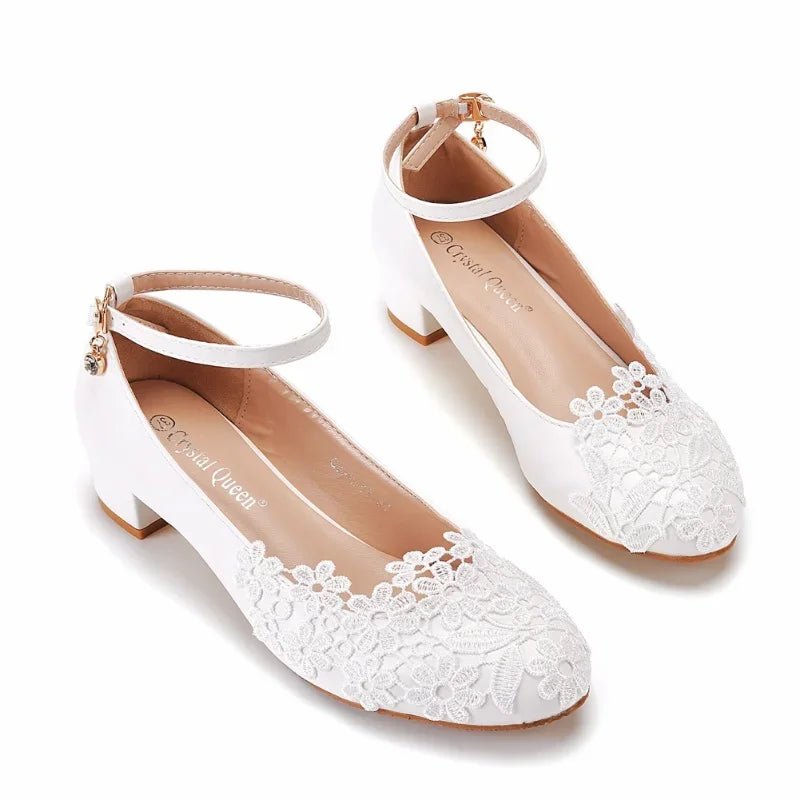 White Lace Pointed-Toe Bridal Ballet Flats - Luzilly Bridal & Apparel