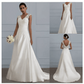 White Lace Satin A-Line Wedding Gown - Luzilly Bridal & Apparel