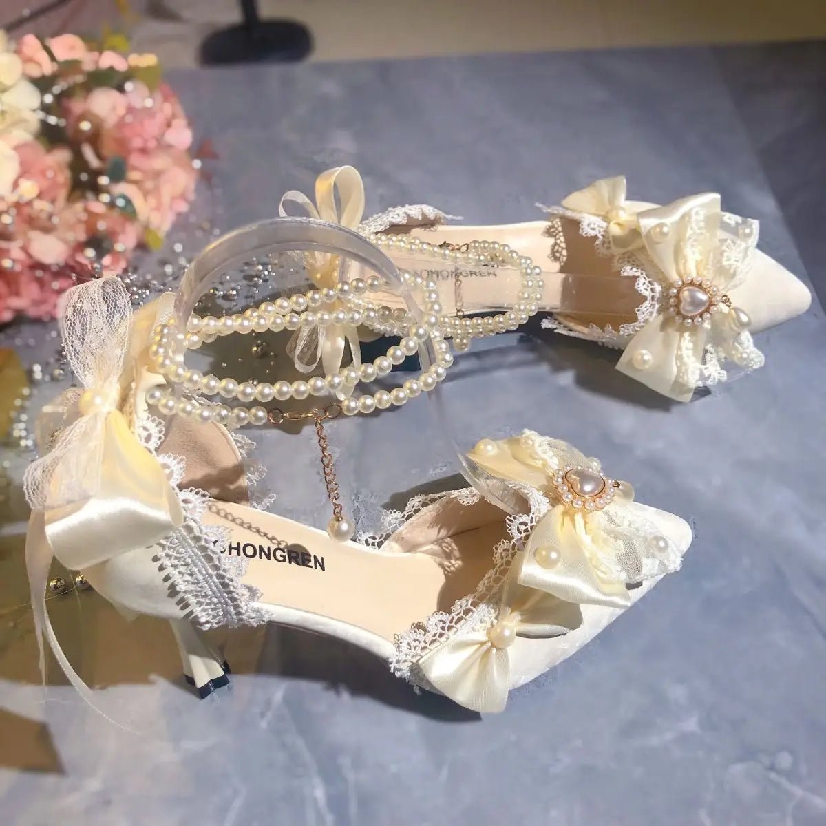 White Mary Jane Bridal Heels - Luzilly Bridal & Apparel