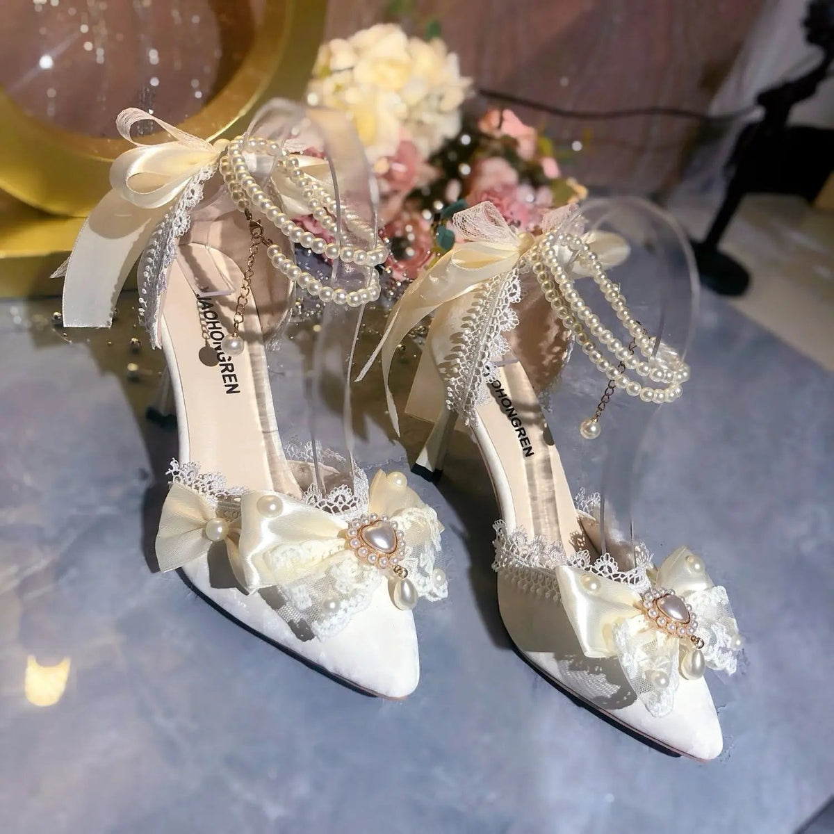 White Mary Jane Bridal Heels - Luzilly Bridal & Apparel