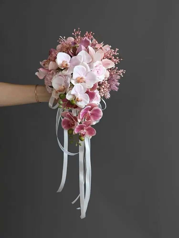 White Pearl Waterfall Bridal Bouquet - Luzilly Bridal & Apparel