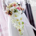 White Pearl Waterfall Bridal Bouquet - Luzilly Bridal & Apparel