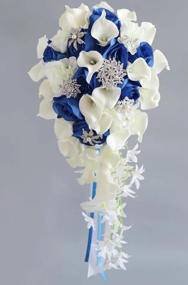 White Pearl Waterfall Bridal Bouquet - Luzilly Bridal & Apparel