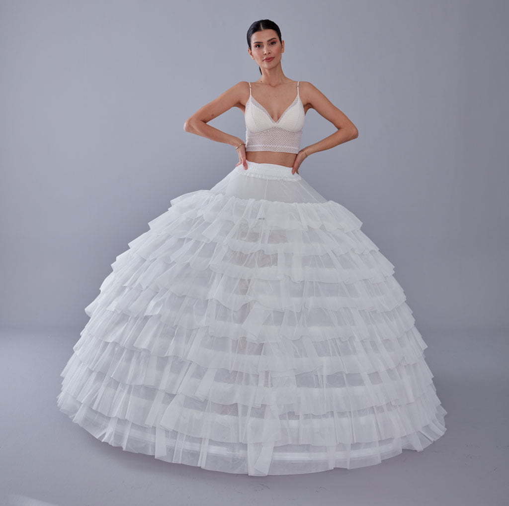 White Petticoat for Wedding Dress, 10 Hoop Bridal Underskirt, Ball Gown Crinoline, Plus Size Petticoat for Prom & Costume - Luzilly Bridal & Apparel