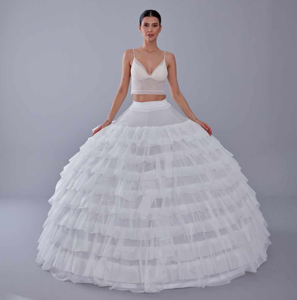 White Petticoat for Wedding Dress, 10 Hoop Bridal Underskirt, Ball Gown Crinoline, Plus Size Petticoat for Prom & Costume - Luzilly Bridal & Apparel