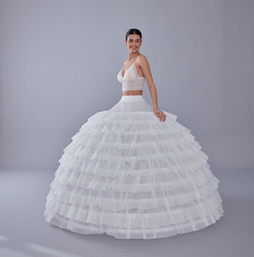 White Petticoat for Wedding Dress, 10 Hoop Bridal Underskirt, Ball Gown Crinoline, Plus Size Petticoat for Prom & Costume - Luzilly Bridal & Apparel