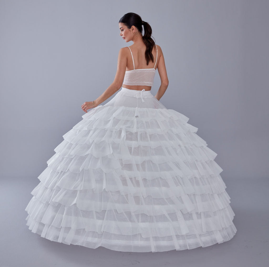 White Petticoat for Wedding Dress, 10 Hoop Bridal Underskirt, Ball Gown Crinoline, Plus Size Petticoat for Prom & Costume - Luzilly Bridal & Apparel