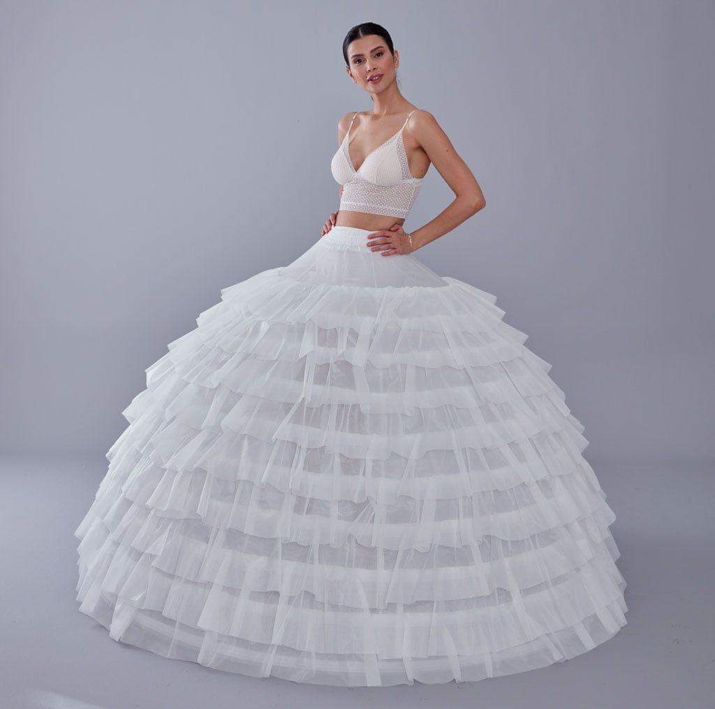 White Petticoat for Wedding Dress, 10 Hoop Bridal Underskirt, Ball Gown Crinoline, Plus Size Petticoat for Prom & Costume - Luzilly Bridal & Apparel