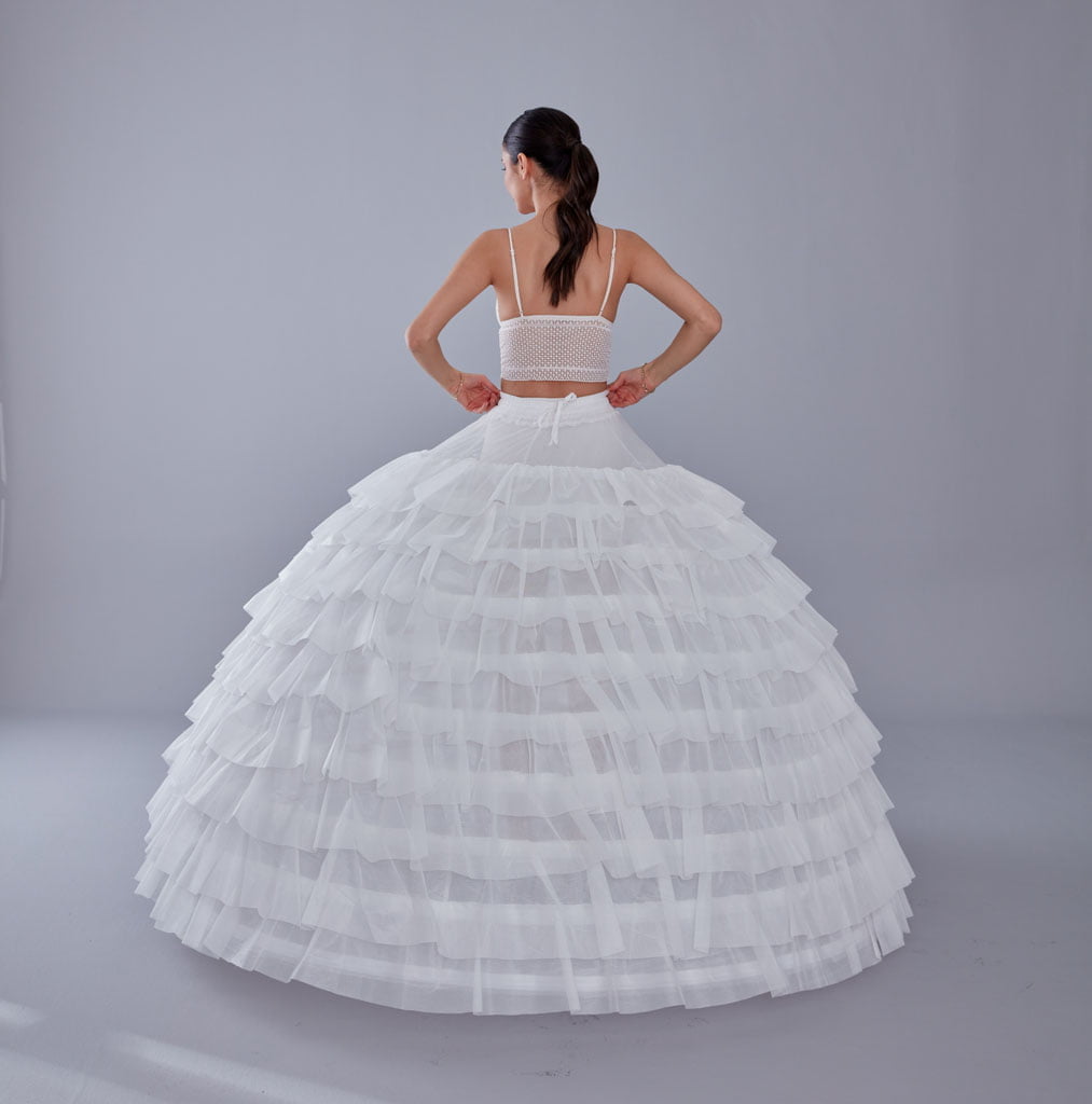 White Petticoat for Wedding Dress, 10 Hoop Bridal Underskirt, Ball Gown Crinoline, Plus Size Petticoat for Prom & Costume - Luzilly Bridal & Apparel