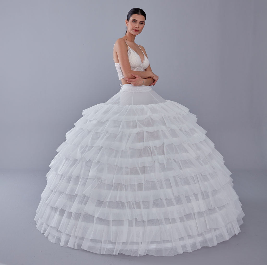 White Petticoat for Wedding Dress, 10 Hoop Bridal Underskirt, Ball Gown Crinoline, Plus Size Petticoat for Prom & Costume - Luzilly Bridal & Apparel