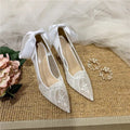 White Pointed Stiletto Bridal Heels - Luzilly Bridal & Apparel