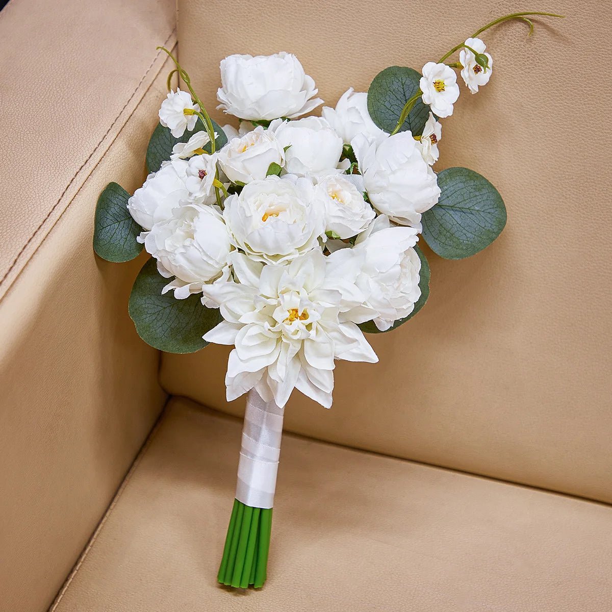 White Rose and Peony Bridal and Bridesmaid Bouquets - Luzilly Bridal & Apparel