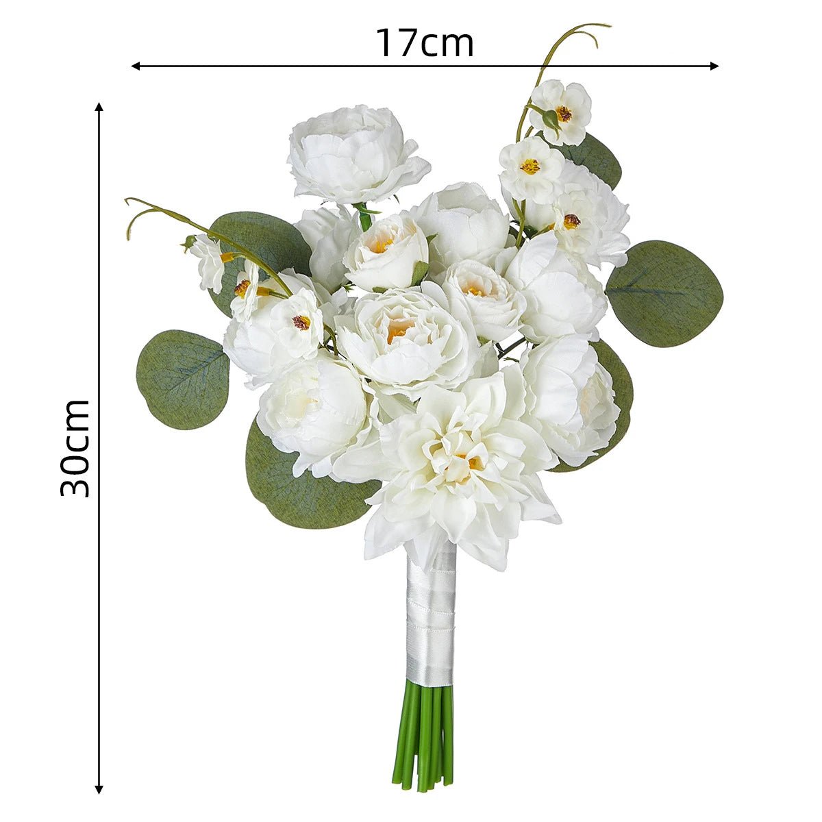 White Rose and Peony Bridal and Bridesmaid Bouquets - Luzilly Bridal & Apparel