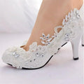 White Satin Bridal Pump Heels - Luzilly Bridal & Apparel