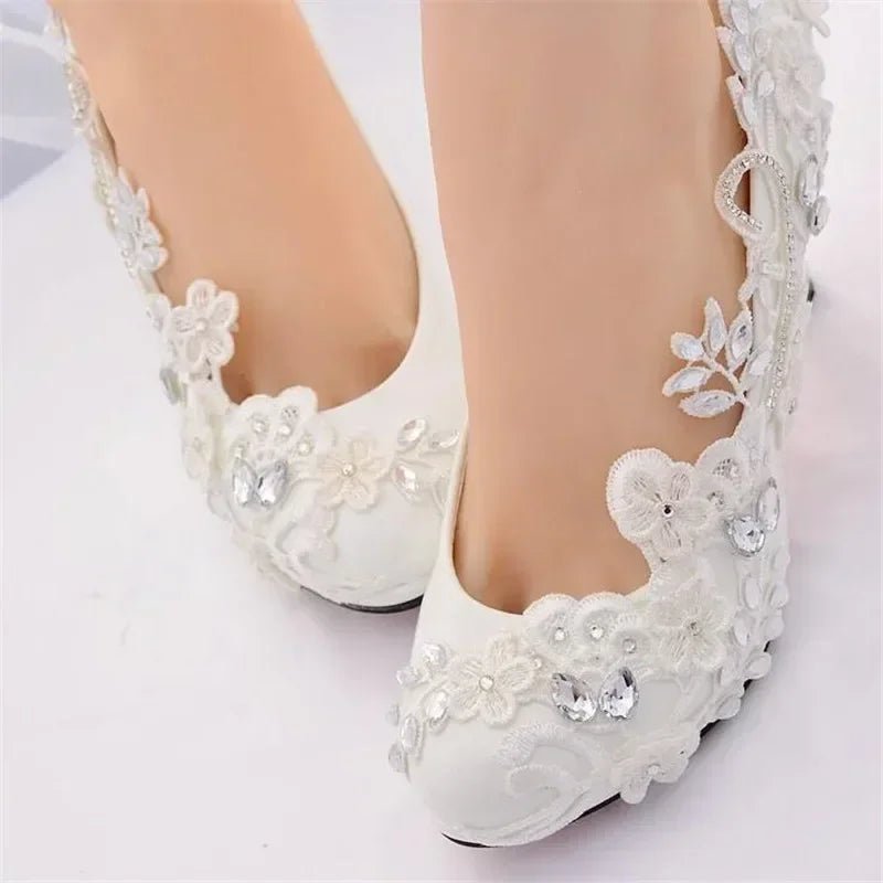White Satin Bridal Pump Heels - Luzilly Bridal & Apparel