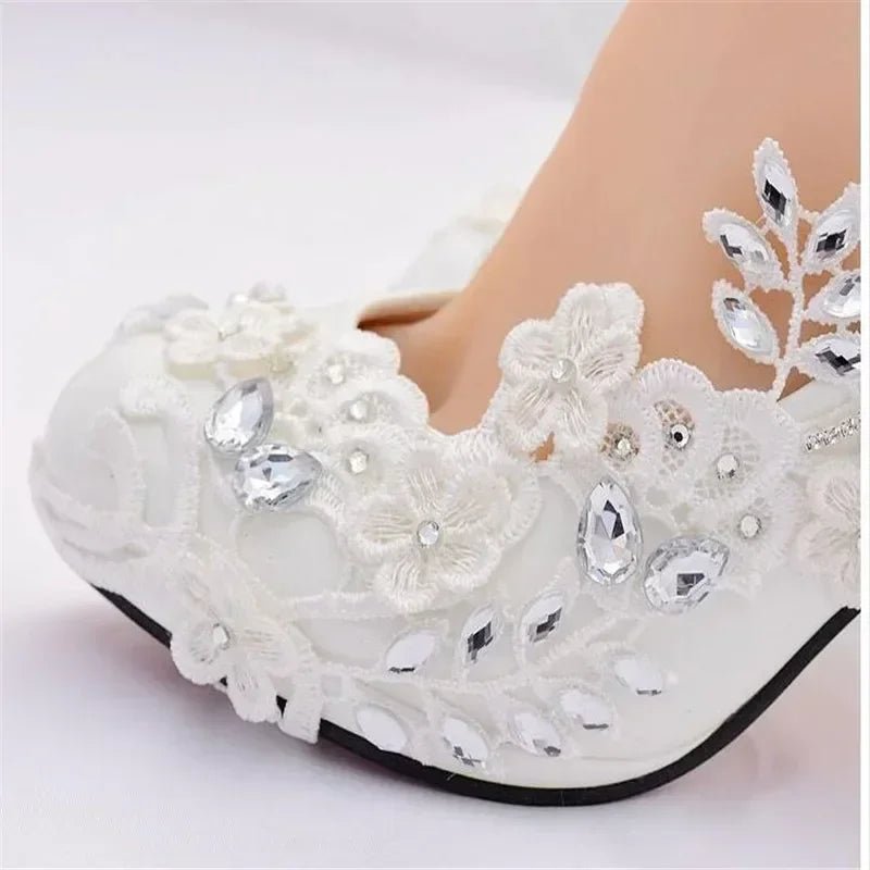 White Satin Bridal Pump Heels - Luzilly Bridal & Apparel