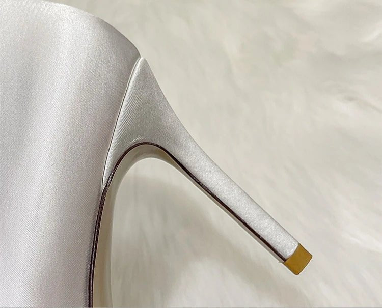 White Satin Bridal Pumps - Luzilly Bridal & Apparel
