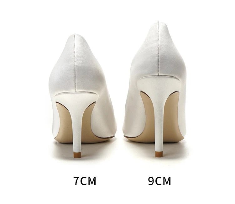 White Satin Bridal Pumps - Luzilly Bridal & Apparel