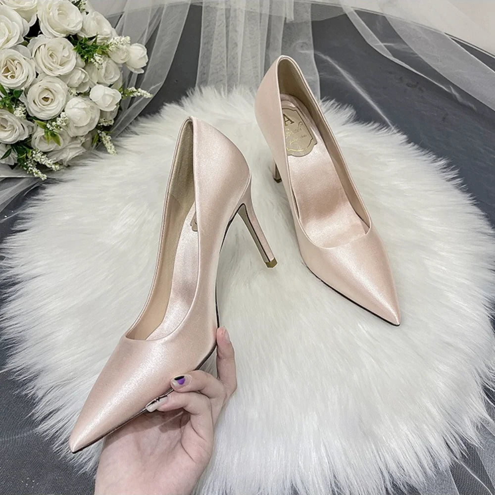 White Satin Bridal Pumps - Luzilly Bridal & Apparel