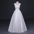 White Satin Embroidered Lace Backless Dress - Luzilly Bridal & Apparel