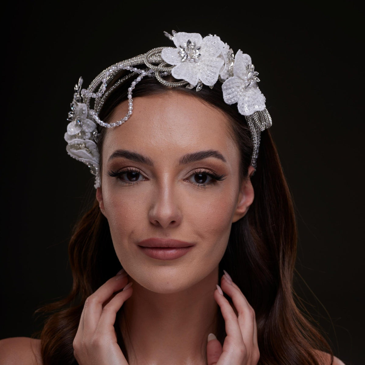 White Sequin Floral Hair Band - Luzilly Bridal & Apparel