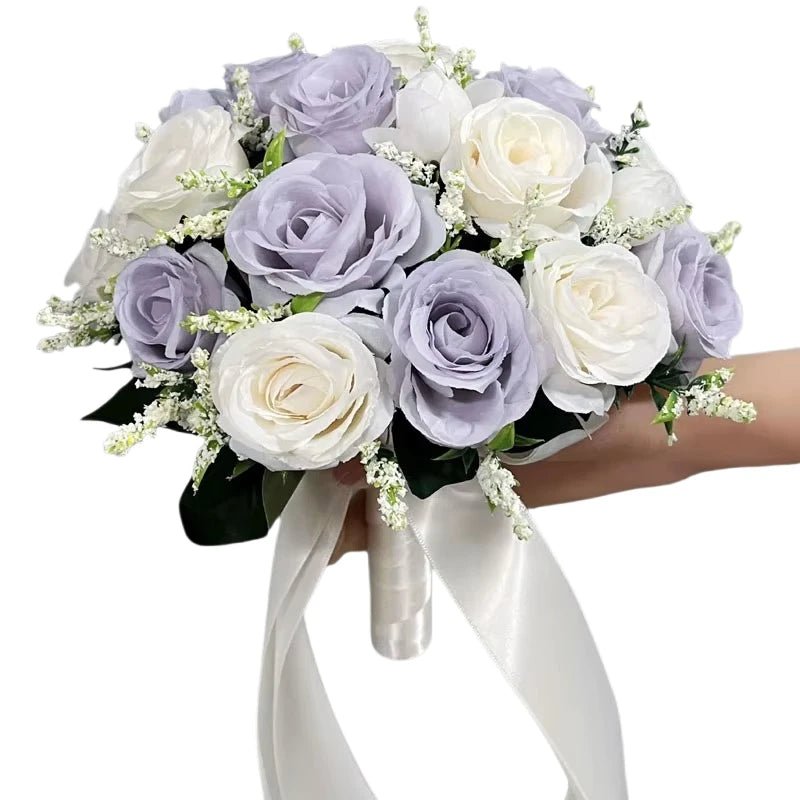 White Silk Rose Bridal Bouquet - Luzilly Bridal & Apparel