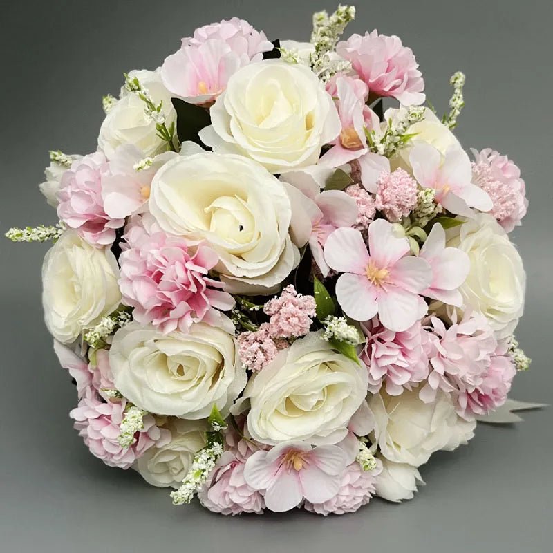 White Silk Rose Bridal Bouquet - Luzilly Bridal & Apparel