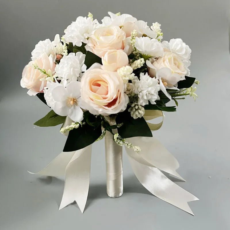 White Silk Rose Bridal Bouquet - Luzilly Bridal & Apparel