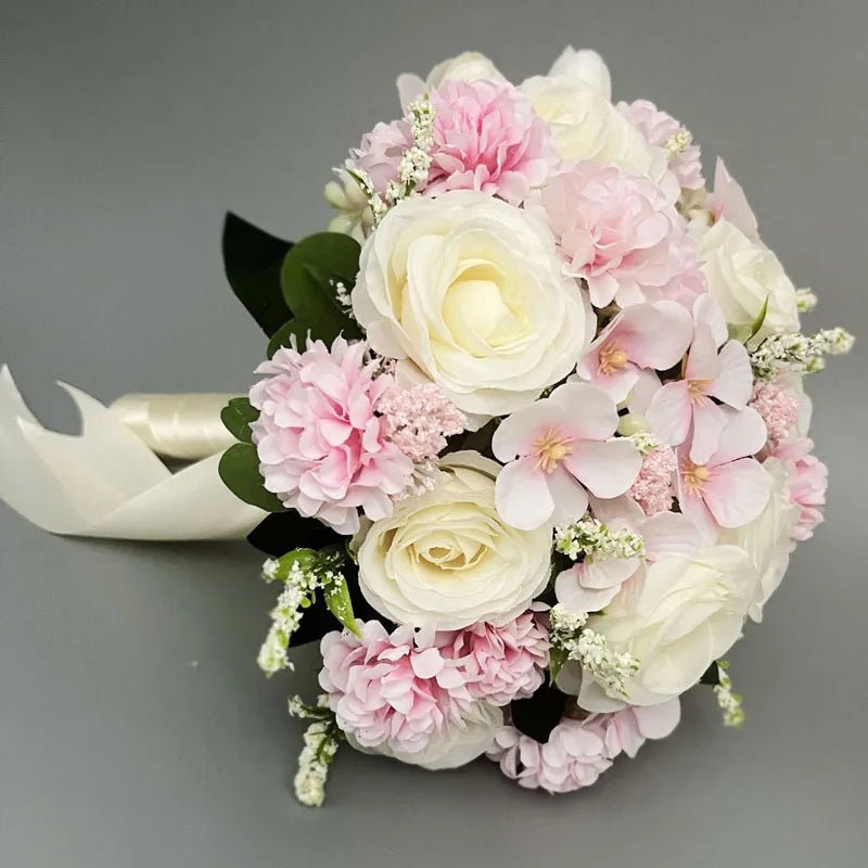 White Silk Rose Bridal Bouquet - Luzilly Bridal & Apparel