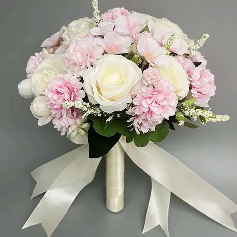 White Silk Rose Bridal Bouquet - Luzilly Bridal & Apparel