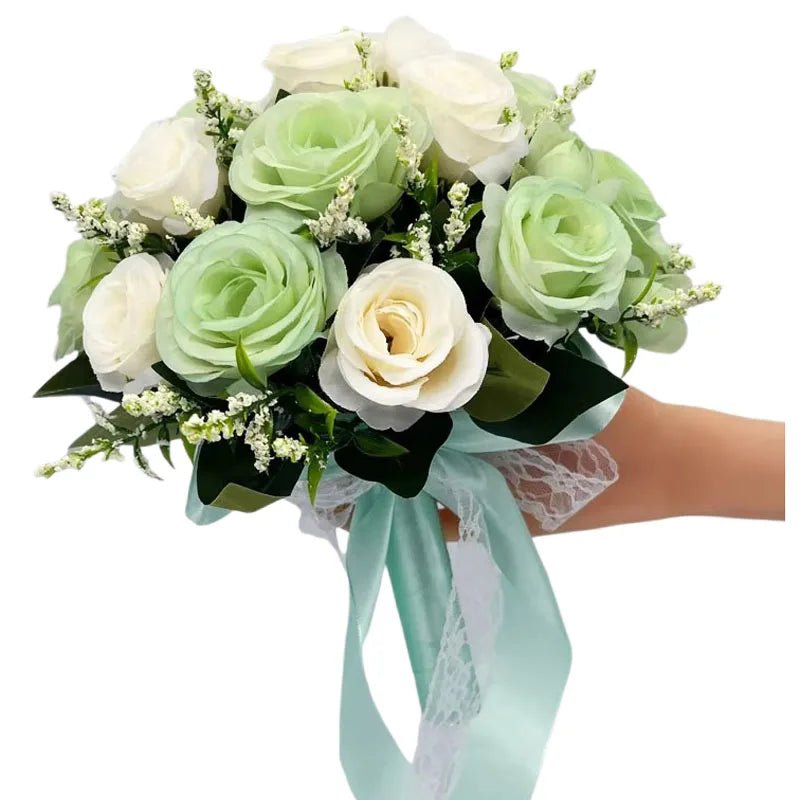 White Silk Rose Bridal Bouquet - Luzilly Bridal & Apparel