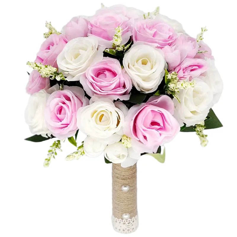 White Silk Rose Bridal Bouquet - Luzilly Bridal & Apparel
