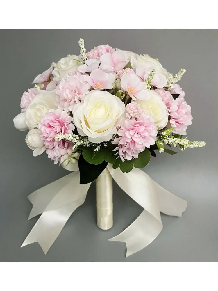 White Silk Rose Bridal Bouquet - Luzilly Bridal & Apparel