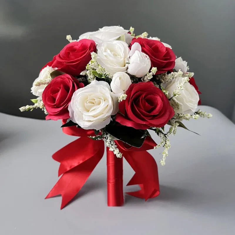 White Silk Rose Bridal Bouquet - Luzilly Bridal & Apparel