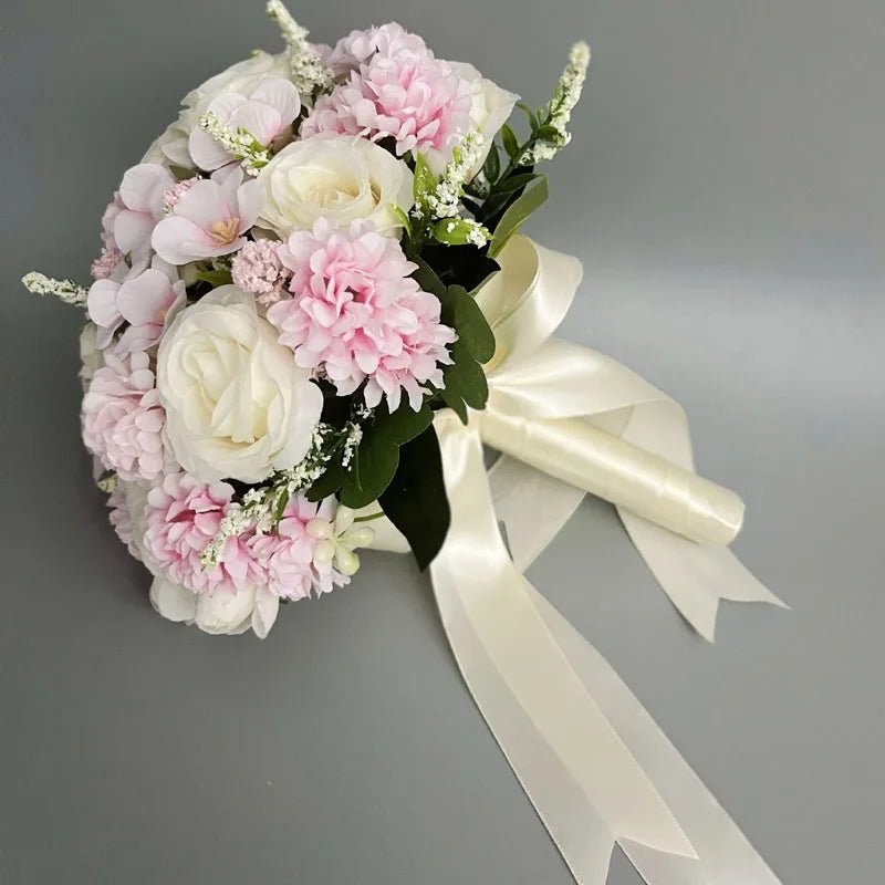 White Silk Rose Bridal Bouquet - Luzilly Bridal & Apparel