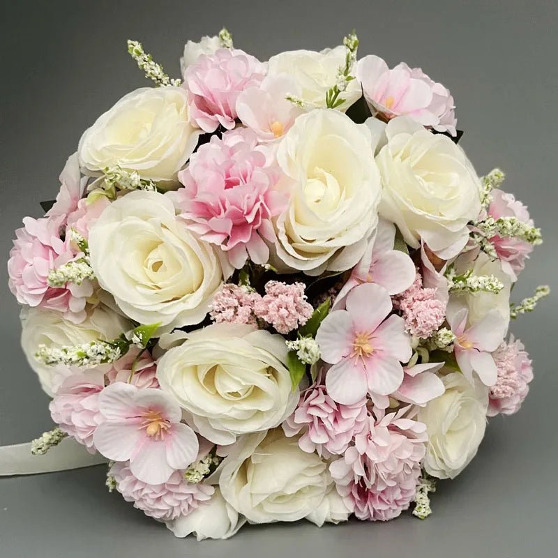 White Silk Rose Bridal Bouquet - Luzilly Bridal & Apparel
