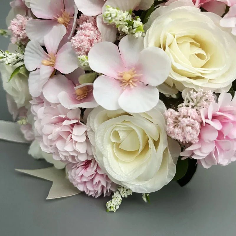 White Silk Rose Bridal Bouquet - Luzilly Bridal & Apparel