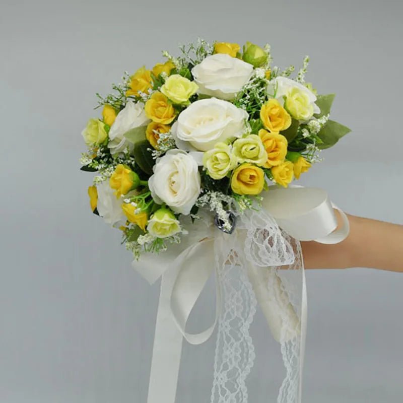 White Silk Rose Bridal Bouquet - Luzilly Bridal & Apparel