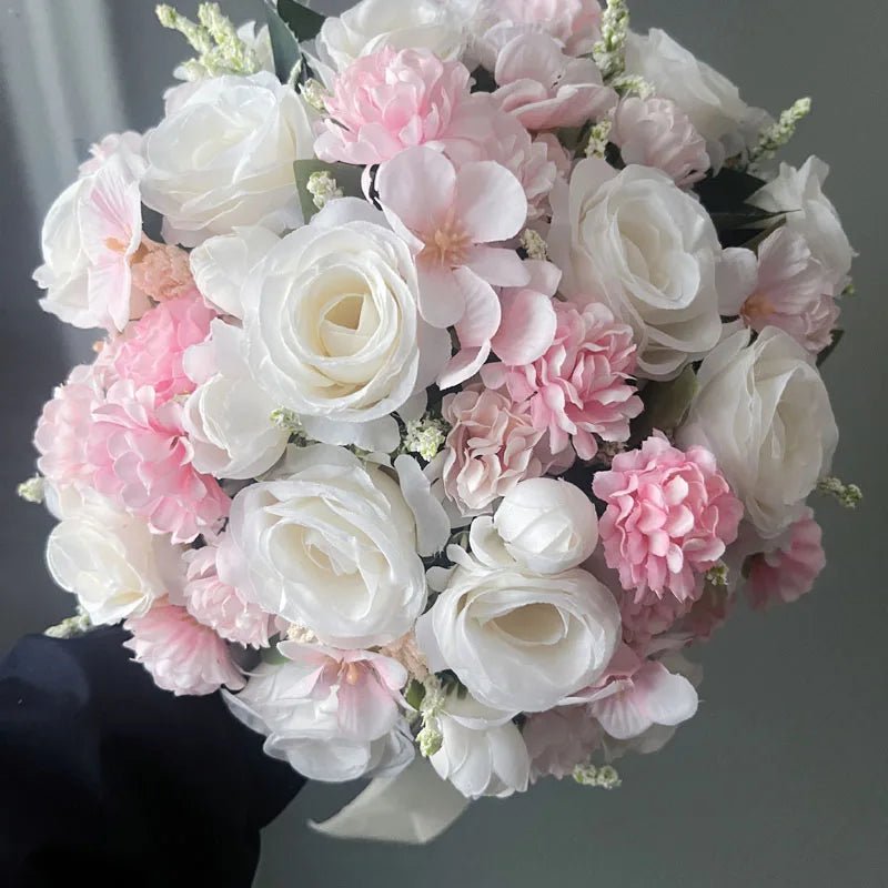 White Silk Rose Bridal Bouquet - Luzilly Bridal & Apparel
