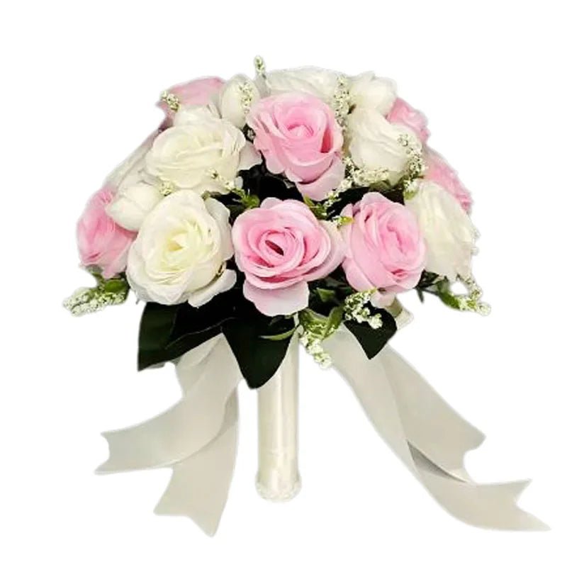 White Silk Rose Bridal Bouquet - Luzilly Bridal & Apparel