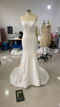 White Simple Trip Shoot Fishtail Bridal Tube Top Wedding Dress - Luzilly Bridal & Apparel