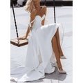 White Strapless Wedding Gown with High Slit - Luzilly Bridal & Apparel