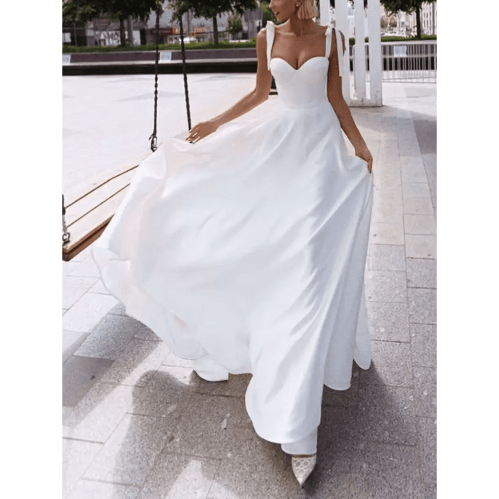 White Strapless Wedding Gown with High Slit - Luzilly Bridal & Apparel