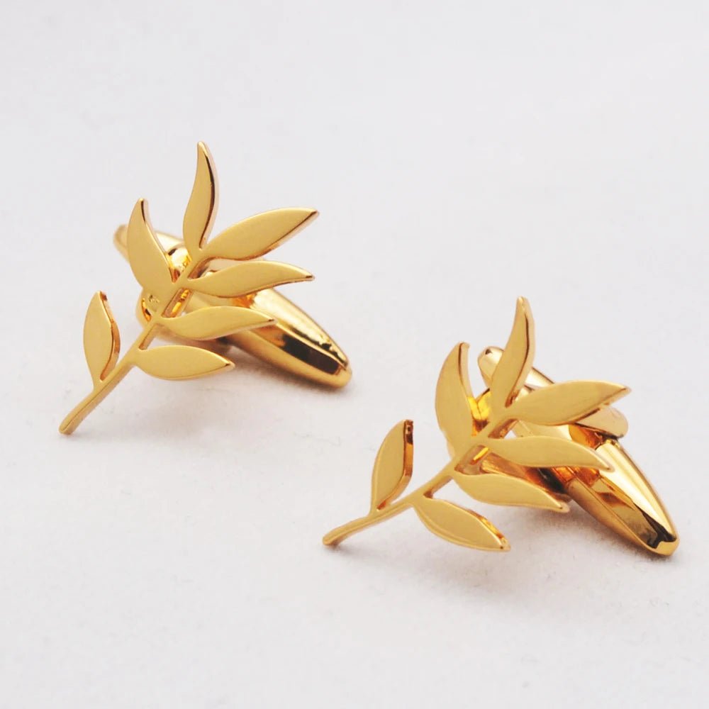 Wholesale Fashion Cufflinks Stainless Steel Olive Branch Pattern Cuff Ornaments Wedding Father Husband Holiday Gifts - Luzilly Bridal & Apparel