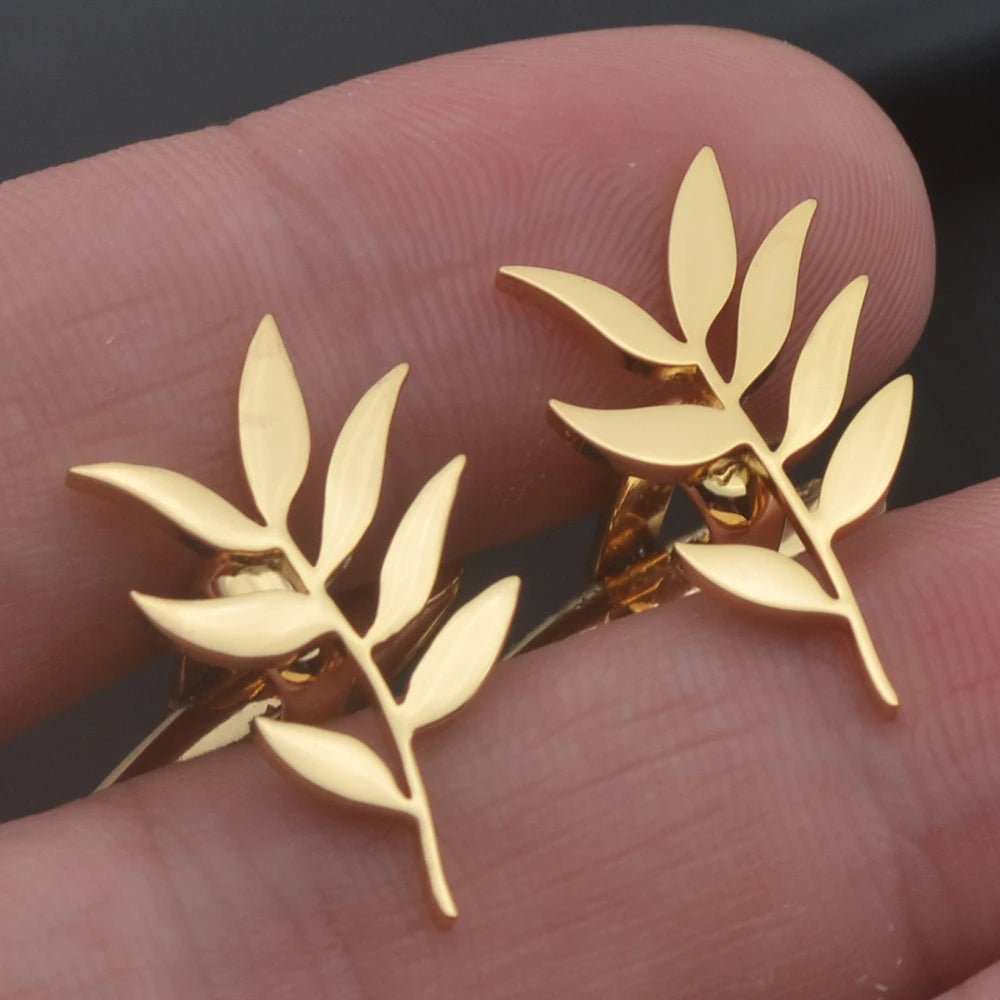 Wholesale Fashion Cufflinks Stainless Steel Olive Branch Pattern Cuff Ornaments Wedding Father Husband Holiday Gifts - Luzilly Bridal & Apparel