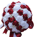 WifeLai-A Ramos De Novia Burgundy Artificial Flower Bridesmaid Wedding Bouquet - Luzilly Bridal & Apparel