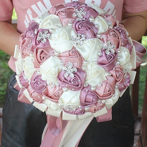 WifeLai-A Ramos De Novia Burgundy Artificial Flower Bridesmaid Wedding Bouquet - Luzilly Bridal & Apparel