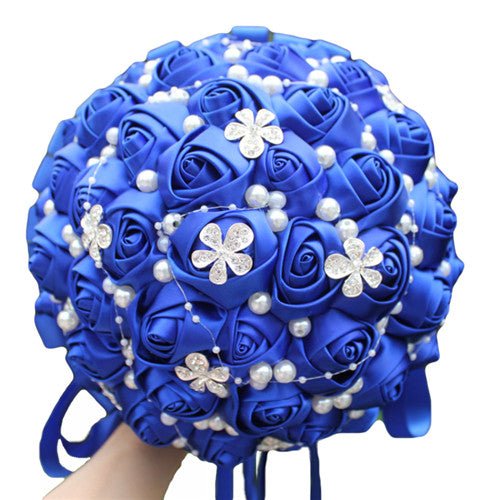 WifeLai-A Ramos De Novia Burgundy Artificial Flower Bridesmaid Wedding Bouquet - Luzilly Bridal & Apparel