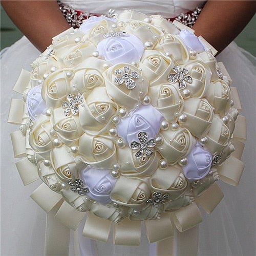 WifeLai-A Ramos De Novia Burgundy Artificial Flower Bridesmaid Wedding Bouquet - Luzilly Bridal & Apparel