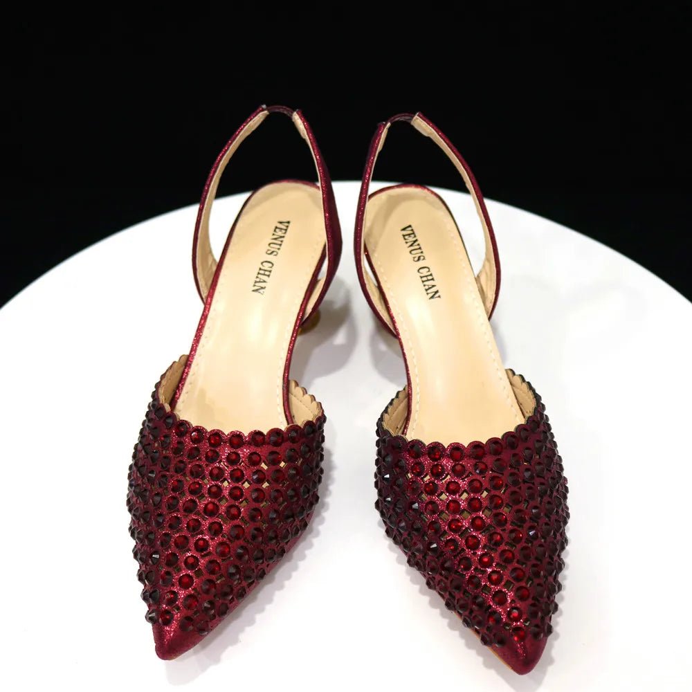 Wine Crystal Pointed-Toe Heels - Luzilly Bridal & Apparel